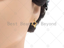 Load image into Gallery viewer, 18K Gold Five Point Star Earrings, SKU#LD62