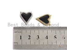 Load image into Gallery viewer, Enamel White and Black heart Pendant, CZ Micro Pave Oil Drop Heart pendant, Enamel Jewelry,16x19mm, #Z481