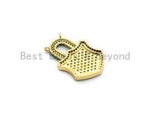 Load image into Gallery viewer, Colorful CZ Micro Pave Lock Pendant,Lock Pave Pendant,Turquoise/Fuchsia/Green/Cobalt/Yellow/Black plated, 18x26mm, Sku#F674
