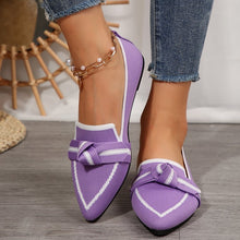 Load image into Gallery viewer, Women's Knitted Mesh Bow-Tie Pointed-Toe Flats - Elegant Low Heel Dress Shoes