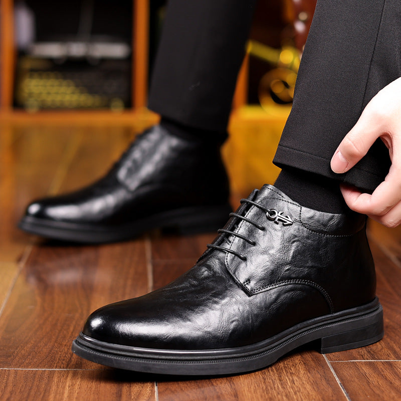 Women's Fleece-Lined High-Top Leather Shoes | Insulated Lace-Up Winter Boots