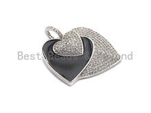 Load image into Gallery viewer, Micro Pave CZ Enamel Three Heart Pendant,Black Enamel Pendant,Enamel Heart Pendant, Oil Drop jewelry Findings,27x29mm,sku#F931