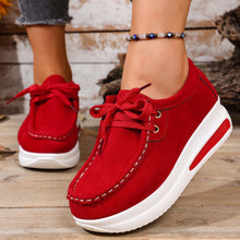 Load image into Gallery viewer, Women's Platform Loafers - Lace-Up Wedge Heel Casual Shoes