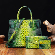 Load image into Gallery viewer, Women's Crocodile-Grain Crossbody Tote Bag Set - 3-Piece Premium PU Leather Handbag Collection