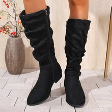 Load image into Gallery viewer, Belt Buckle High Shaft Suede Long Boots