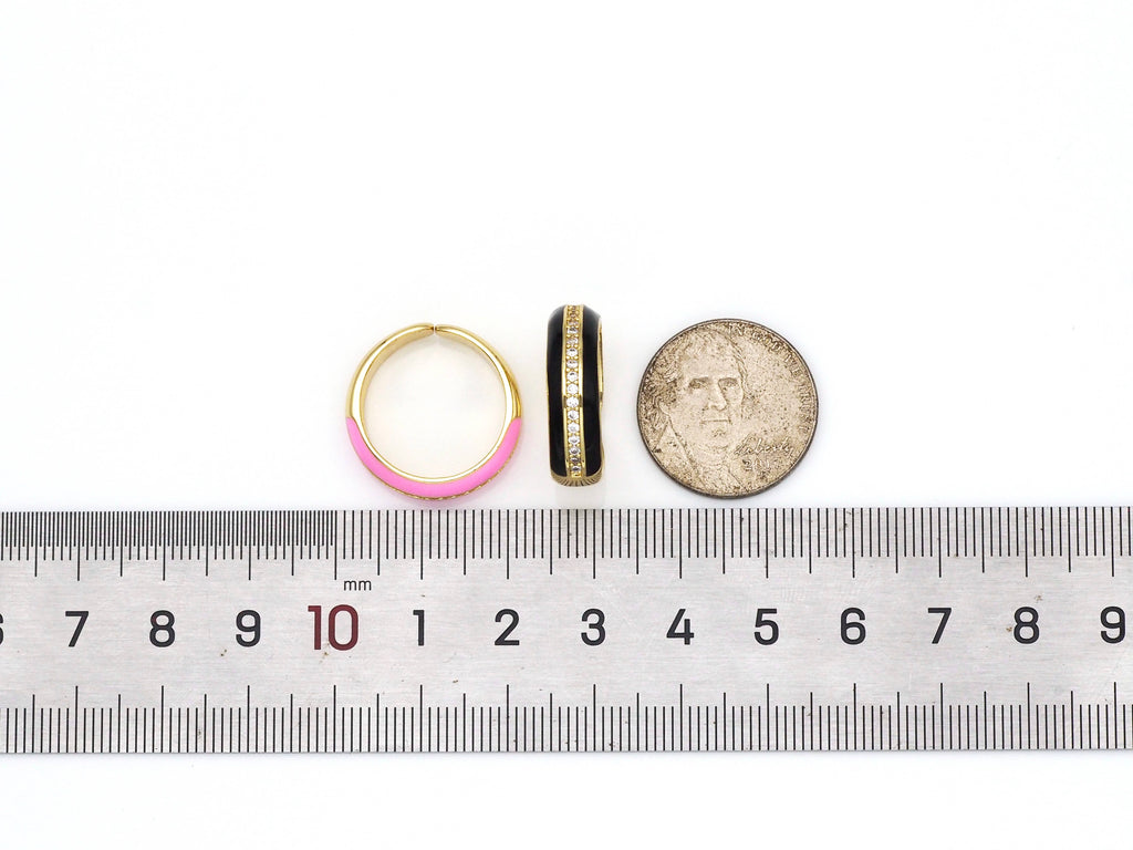 Enamel CZ Middle Line Medium Band Ring, X251