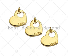 Load image into Gallery viewer, 18K Dianty Gold Hollow Out Heart On Heart Shape with Love Word Pendant,Necklace Bracelet Charm Pendant, 13x15mm, Sku#JL29