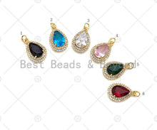 Load image into Gallery viewer, Gold Filled Big Colorful CZ Micro Pave Teardrop Shape Pendant, 18K Gold Filled Teardrop Charm, Necklace Bracelet Pendant,13x21mm,Sku#LK366