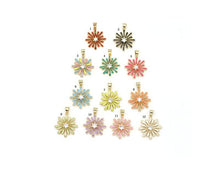 Load image into Gallery viewer, Enamel Colorful Daisy Flower with Big CZ Shape Pendant, 18K Gold Filled Flower Charm, Necklace Bracelet Charm Pendant, Sku#F1447