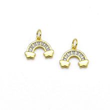 Load image into Gallery viewer, Clear CZ Gold Rainbow Shape Charm, Sku#LX222