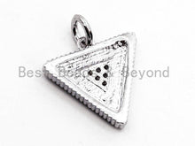 Load image into Gallery viewer, CZ Micro Pave Triangular Pendant with Abalone Pearl Shell, Cubic Zirconia Pendant,14x15mm, Sku#F467