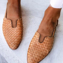 Load image into Gallery viewer, Women's Plus Size Pointed Toe Slip-On Sandals | Knit Upper Low Heel