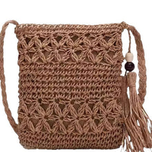 Load image into Gallery viewer, Handwoven Straw Square Shoulder Bag | Compact Woven Crossbody for Women