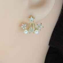 Load image into Gallery viewer, White Pearl Flower Celebration Stud Earrings, Sku#LD479