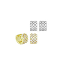 Load image into Gallery viewer, Tiny CZ Thick Band Hoop Earrings, Sku#A294