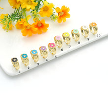 Load image into Gallery viewer, Gold Colorful Enamel Flower Ring, Sku#X356