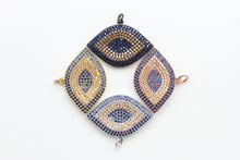 Load image into Gallery viewer, CZ Cobalt Micro Pave Marquise Evil Eyes Pendant, Cubic Zirconia Pendant,32x28mm,sku#F31