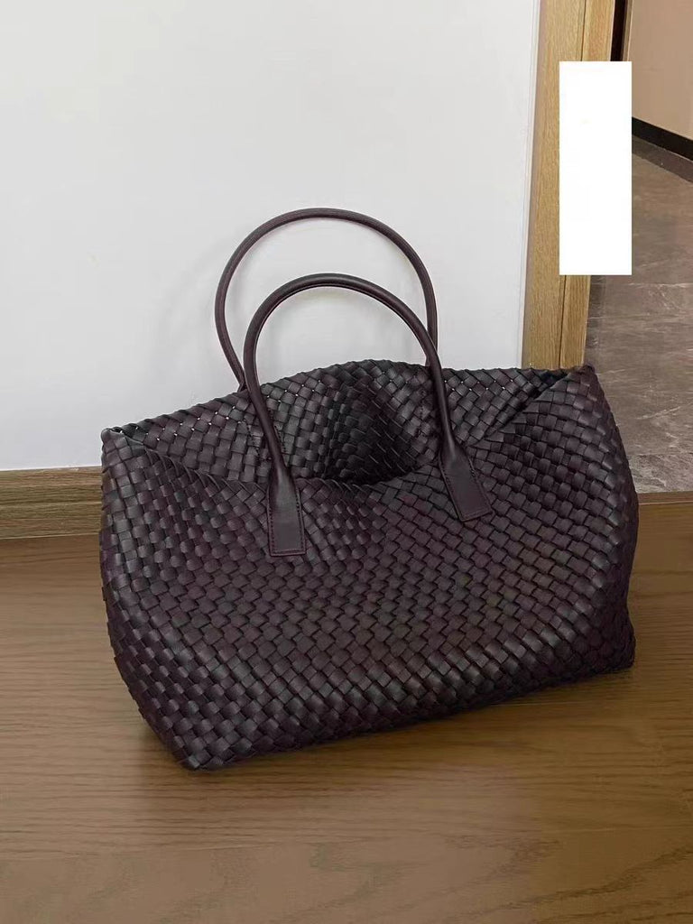 Large Capacity Embossed PU Leather Shoulder Tote Handbag