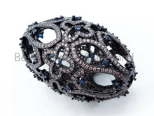 Load image into Gallery viewer, CZ Micro Pave Oval Pendant with Cobalt Gemstone, 40x24mm,SKU#L224