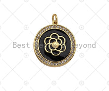 Load image into Gallery viewer, Colorful Enamel Pave Rose Flower On Round Coin Pendant/Charm, Sku#L439