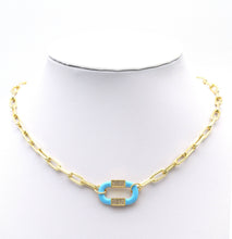 Load image into Gallery viewer, CZ Enamel Pave Gold Oval Connector Charm, Sku#LX166