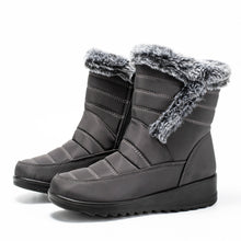 Load image into Gallery viewer, Women's High Top Snow Boots | Faux Rabbit Fur Collar | Chain Detail | Waterproof Warm Winter Boots