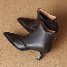 Load image into Gallery viewer, Women's Pointed Toe Stiletto Heels | Fleece-Lined Back Zipper Boots | Sheepskin Upper