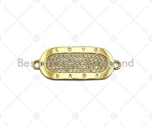 Load image into Gallery viewer, CZ Micro Pave Oval Shape Connector, Clear CZ Bar Connector, 18K Gold Bracelet Connector, 11x30mm, Sku#LK313