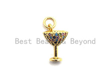 Load image into Gallery viewer, CZ Colorful Micro Pave Goblet Pendant, Trophy Shaped Pave Pendant, Gold plated, 10x12mm, Sku#F828