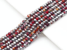 Load image into Gallery viewer, Half Silver Plated Natural Orange Red Banded Agate Rondelle Faceted Beads,Sku#UA271