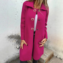 Load image into Gallery viewer, Women's Solid-color Mid-length Wool Coat With A Single-breasted Design