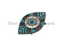 Load image into Gallery viewer, Turquoise Black CZ Micro Pave Geometric Evil Eye Pendant, Cubic Zirconia Pendant,32x28mm, sku#F705