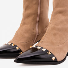 Load image into Gallery viewer, The Amethyst Studded Beige &amp; Black Suede Leather Women’s Boot
