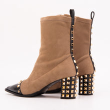 Load image into Gallery viewer, The Amethyst Studded Beige &amp; Black Suede Leather Women’s Boot