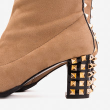 Load image into Gallery viewer, The Amethyst Studded Beige &amp; Black Suede Leather Women’s Boot