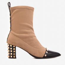 Load image into Gallery viewer, The Amethyst Studded Beige &amp; Black Suede Leather Women’s Boot