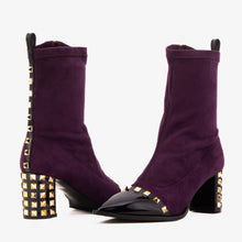 Load image into Gallery viewer, The Amethyst Studded Deep Purple Suede Leather Women’s Boot