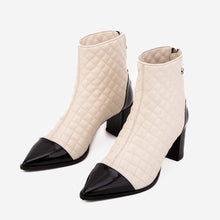 Load image into Gallery viewer, The Celeste Cream &amp; Black Quilted Leather Women’s Boot