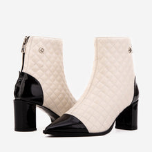 Load image into Gallery viewer, The Celeste Cream &amp; Black Quilted Leather Women’s Boot