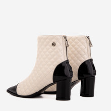 Load image into Gallery viewer, The Celeste Cream &amp; Black Quilted Leather Women’s Boot