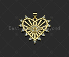 Load image into Gallery viewer, Gold Filled CZ Micro Pave Evil Eye On Heart Shape Pendant, 18K Gold Filled Heart Charm, Necklace Bracelet Charm Pendant, 27x24mm,Sku#LD93