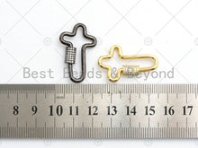 Load image into Gallery viewer, CZ Micro pave Cross Clasp, Gold/Rose gold/Black/Silver, Carabiner Claps, 20x32mm, Fashion Jewelry, sku#H132