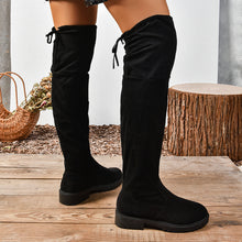 Load image into Gallery viewer, Women's Elastic Thick Sole Knee High Boots – Slip-On Square Heel Suede Over-the-Knee Boot