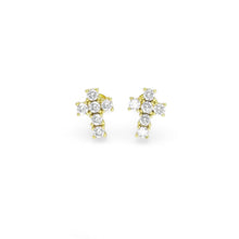 Load image into Gallery viewer, Gold CZ Cross Shape Stud Earrings, Sku#B365