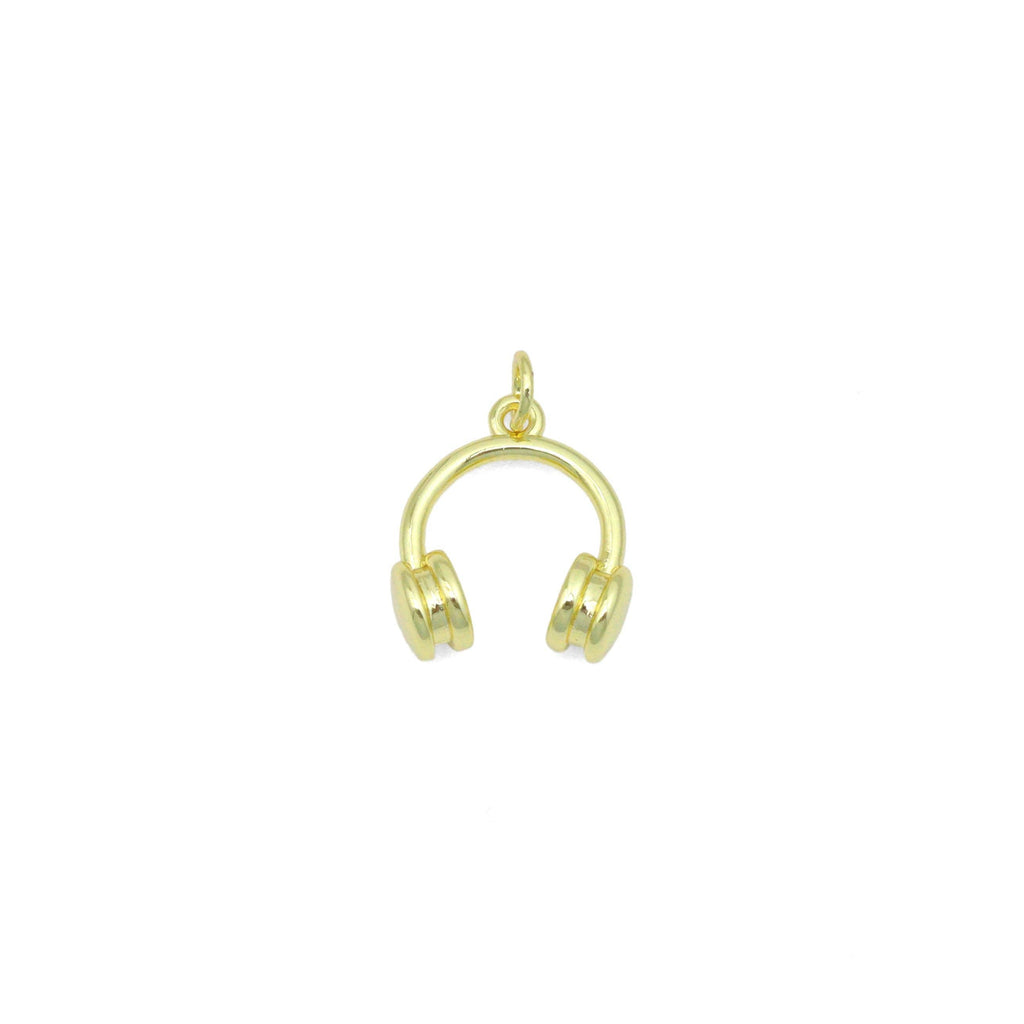 Gold Headphone Shape Charm Pendant, Sku#LD698