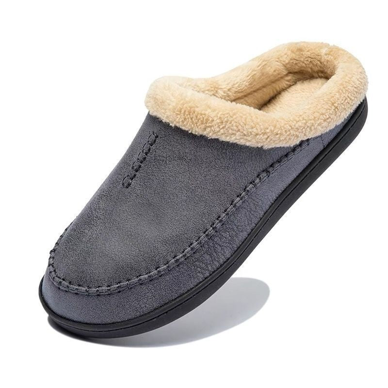 Men's Fur-Lined Non-Slip Bean Slippers | Warm Indoor Cotton Shoes | EU 39–49