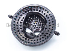 Load image into Gallery viewer, CZ Micro Pave Skull on Round Disc Gold/Silver/Black/ Rose Gold Connector, 20x25x6mm,sku#M40