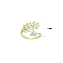 Load image into Gallery viewer, Clear CZ Wheat leaf Statement Adjustable Ring, Sku#A492