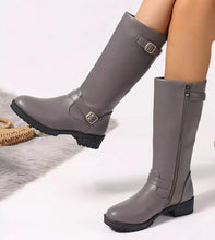 Load image into Gallery viewer, Women's Round Toe Block Heel Boots | Mid Heel Side Zip Ankle Boots