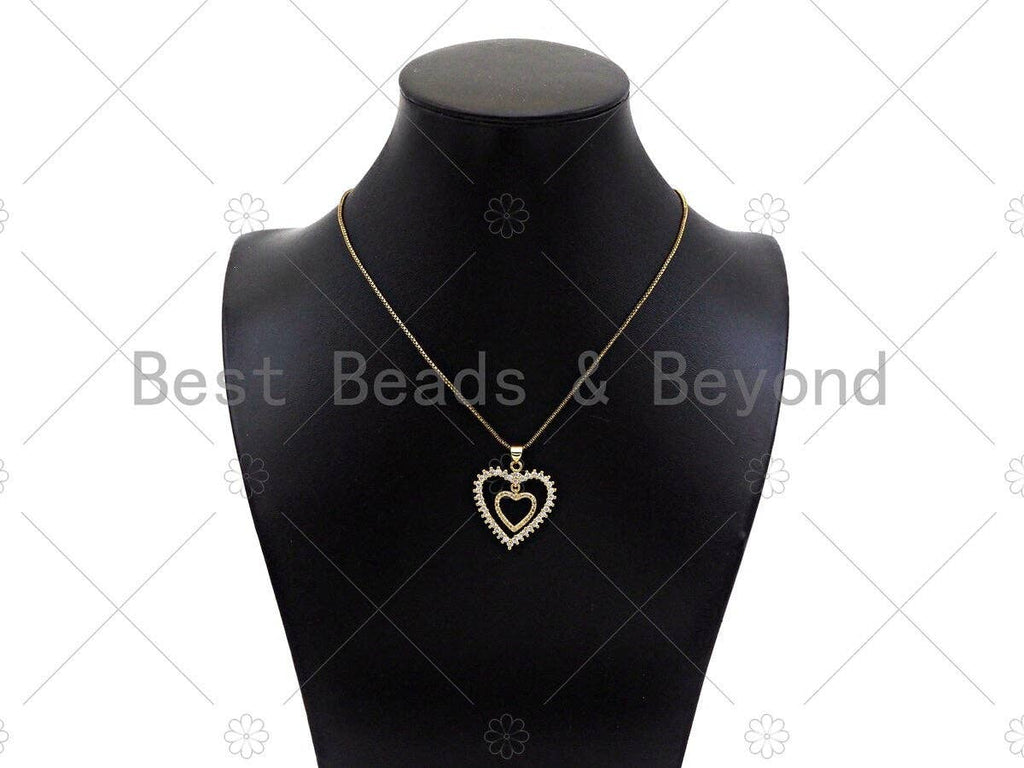 Gold Filled CZ Micro Pave Heart Shape Pendant, 18K Gold Filled Charm, Necklace Bracelet Charm Pendant,26x28mm,Sku#LD94
